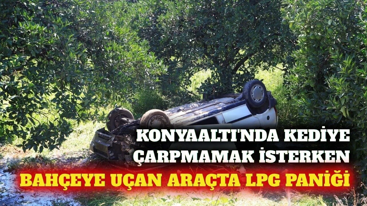 Konyaaltı'nda Kediye Çarpmamak İçin Bahçeye Uçtu