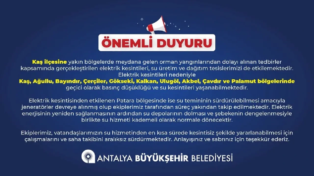 Antalya’da Hem Sular Hem Elektrikler Kesilecek! Belediye Uyardı - Antalya Haber