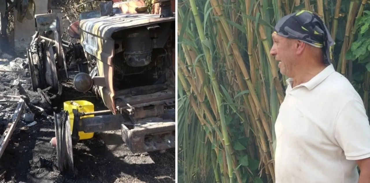 Baba Yadigarı Traktörünün Yanışını Gözyaşlarıyla İzledi