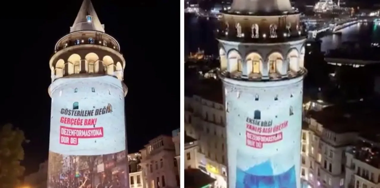 Dezenformasyonla Mücadele Mesajları Galata Kulesi'nde